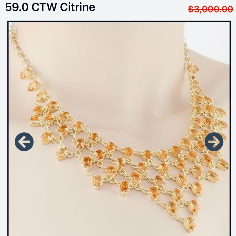 Citrine Gold-Tone Statement Necklace - 59.0 CTW